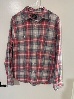 J.Crew Sporting Goods Plaid Button Down Shirt Mens M Red Blue Heritage Preppy